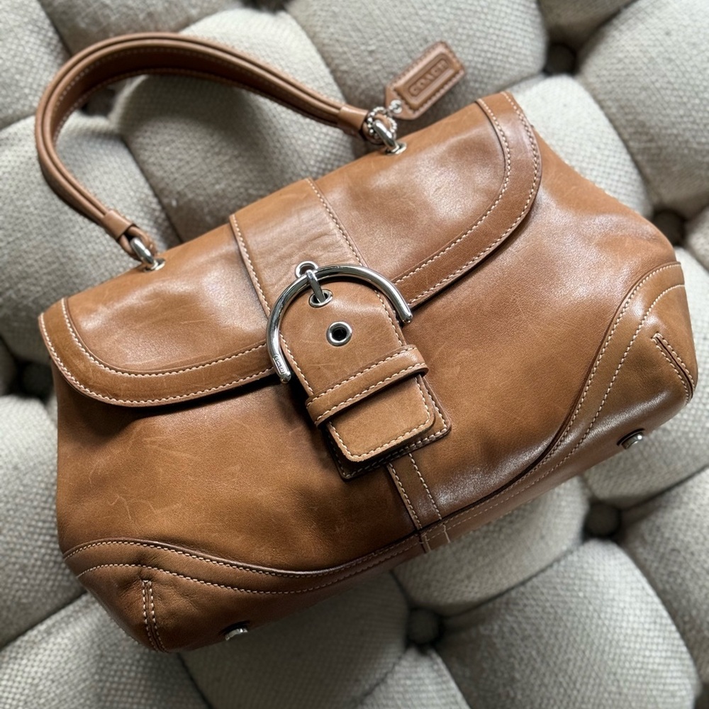 Vintage Y2K Leather Coach Soho Hampton Top Handle in Brown Leather British Tan